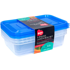 Контейнер прямоугольный 2.2л 170x265x70 мм 3 шт/уп крышка СИНЯЯ пластик BORA