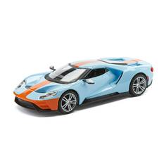 Bburago Машинка металлическая Ford GT Street fire 2019, 1:32, голубая с оранжевой полоской