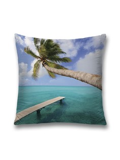 Наволочка декоративная JoyArty "Пальма над мостиком" на молнии, 45x45 см