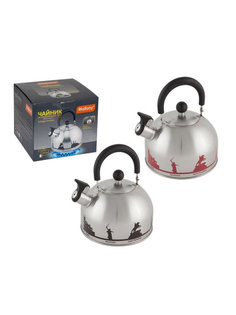 Чайник из нерж. стали "ГОРОДА РОССИИ" со свистком 2,5 л, с рисунком, меняющим цвет Mallony