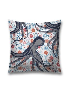 Наволочка декоративная JoyArty "Танго осьминогов" на молнии, 45x45 см