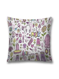 Наволочка декоративная JoyArty "Музыкальный прикид" на молнии, 45x45 см