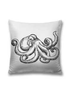 Наволочка декоративная JoyArty "Одинокий осьминог" на молнии, 45x45 см