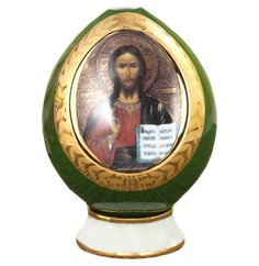 Яйцо-подсвечник 11,5 см на подставке пасхальное Leander "Спаситель" зелёное 158822