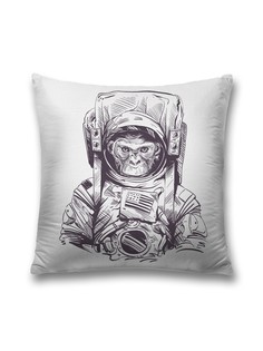 Наволочка декоративная JoyArty "Обезьяна космонавт" на молнии, 45x45 см