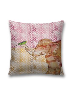 Наволочка декоративная JoyArty "Слон и птица" на молнии, 45x45 см