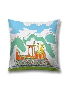 Наволочка декоративная JoyArty "Паровоз в горах" на молнии, 45x45 см