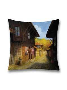 Наволочка декоративная JoyArty "Дружелюбный поселок" на молнии, 45x45 см