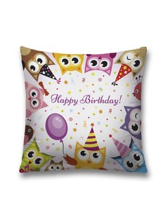 Наволочка декоративная JoyArty "Совиное поздравление" на молнии, 45x45 см