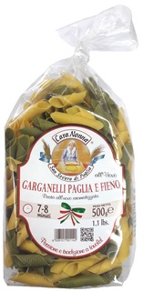 Паста яичная CARA NONNA цветная GARGANELLI Paglia e Fieno 500г