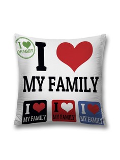 Наволочка декоративная JoyArty "Я люблю свою семью" на молнии, 45x45 см
