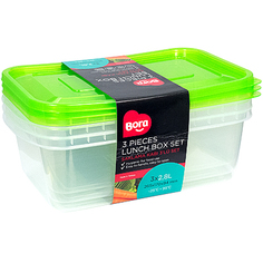 Контейнер прямоугольный 2.8л ДхШхВ 170x265x94 мм 3 шт САЛАТОВАЯ ПЛАСТИК BORA 1/1