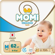 Подгузники одноразовые MOMI 6-11 кг M 62 шт.