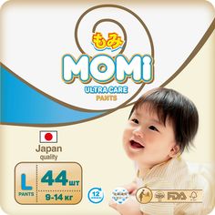 Подгузники - трусики MOMI одноразовые 9-14 кг L 44 шт.