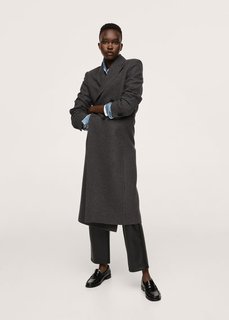 Длинное пальто в клетку, с шерстью - Sapiens Mango