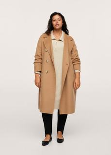 Двубортное пальто с шерстью - Navy1 Mango
