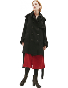 Черный тренч из шерсти Yohji Yamamoto