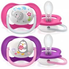 Пустышка Philips Avent Ultra air "Слон/Пингвин", 6-18 мес., 2 шт.
