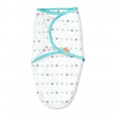 Конверт на липучке Summer Infant SwaddleMe "Слоники", S/M, голубой