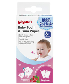 Pigeon Салфетки для чистки молочных зубов с ароматом клубники Pigeon Baby Tooth &amp; Gum Wipes Strawberry, 20 шт