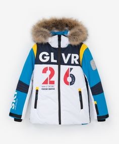 Куртка зимняя с графическим принтом и натуральным мехом Gulliver