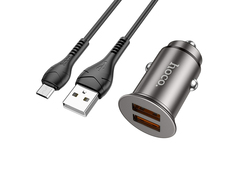 Зарядное устройство Hoco NZ1 Developer 2xUSB + кабель USB - MicroUSB Metal Grey