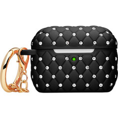 Чехол для наушников Deppa TPU Crystal для AirPods Pro, кольцо-карабин, черный.