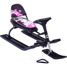 Снегокат Барс 124 Comfort Baby Friends Милаша (чёрный) со складной спинкой Bars