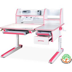 Детский стол Mealux Sherwood Energy W/PN BD-830 W/PN Energy столешница белая, дерево, накладки на ножках розовые