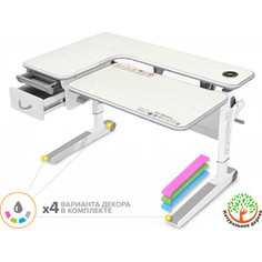 Детский стол Mealux Woodville Multicolor TG Energy BD-850 TG/MC Energy столешница беленый дуб, накладки на ножках серые