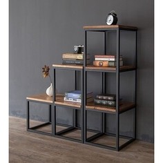 Напольная консоль Akur Loft Waco металлокаркас черный декор ольха