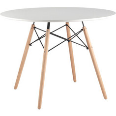 Stool Group Стол круглый Eames DSW D100 белый на деревянных ножках