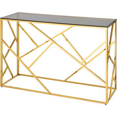 Консоль Stool Group Арт деко 120x40 стекло smoke сталь золото