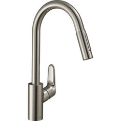Смеситель для кухни Hansgrohe Focus Eco с выдвижным изливом, нержавеющая сталь (31833800)