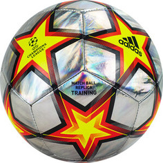 Мяч футбольный Adidas UCL Training Foil Ps арт. GU0205, р.5, 12 пан., ТПУ, маш.сш., серебристо-желто-красный