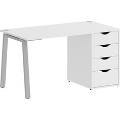 Стол письменный Riva Home Office VR.SP-3-138.4.A белый бриллиант/серый металл 138x72x75