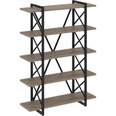 Стеллаж на регулируемых опорах-5 полок Riva Loft VR,L-MST,O-5,8V тиквуд темный/черный металл 120x40x165