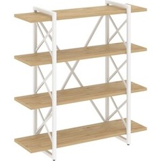 Стеллаж на регулируемых опорах-4 полки Riva Loft VR,L-MST,O-4,8V тиквуд светлый/белый металл 120x40x128