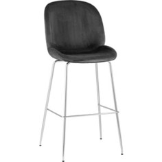 Стул барный Stool Group Стул барный со спинкой Турин бархат серый хромированные ножки