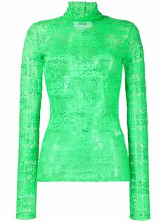 MSGM кружевной топ с монограммой