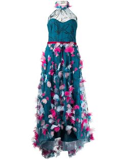 Marchesa Notte платье с цветочной аппликацией