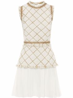 Oscar de la Renta ярусное платье мини в клетку