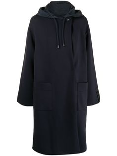Emporio Armani однобортное пальто миди с капюшоном