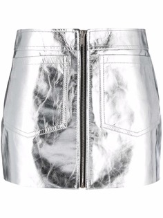 Saint Laurent юбка на молнии с эффектом металлик