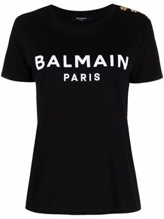 Balmain футболка с фактурным логотипом и пуговицами