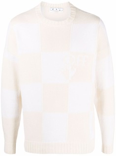 Off-White свитер вязки интарсия в клетку