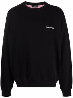 Balenciaga джемпер вязки интарсия с логотипом