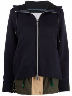 sacai многослойная куртка с капюшоном