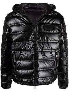 Emporio Armani пуховик с нашивкой-логотипом