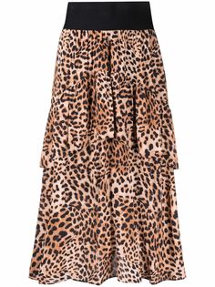 HUGO юбка миди с леопардовым принтом